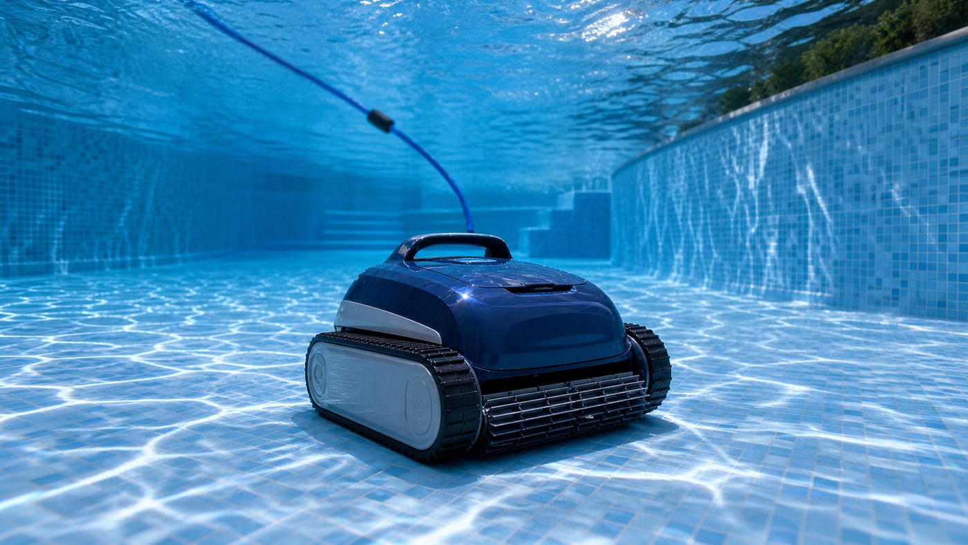Dolphin Active X5 recensione — mentre pulisce il fondo di una piscina residenziale