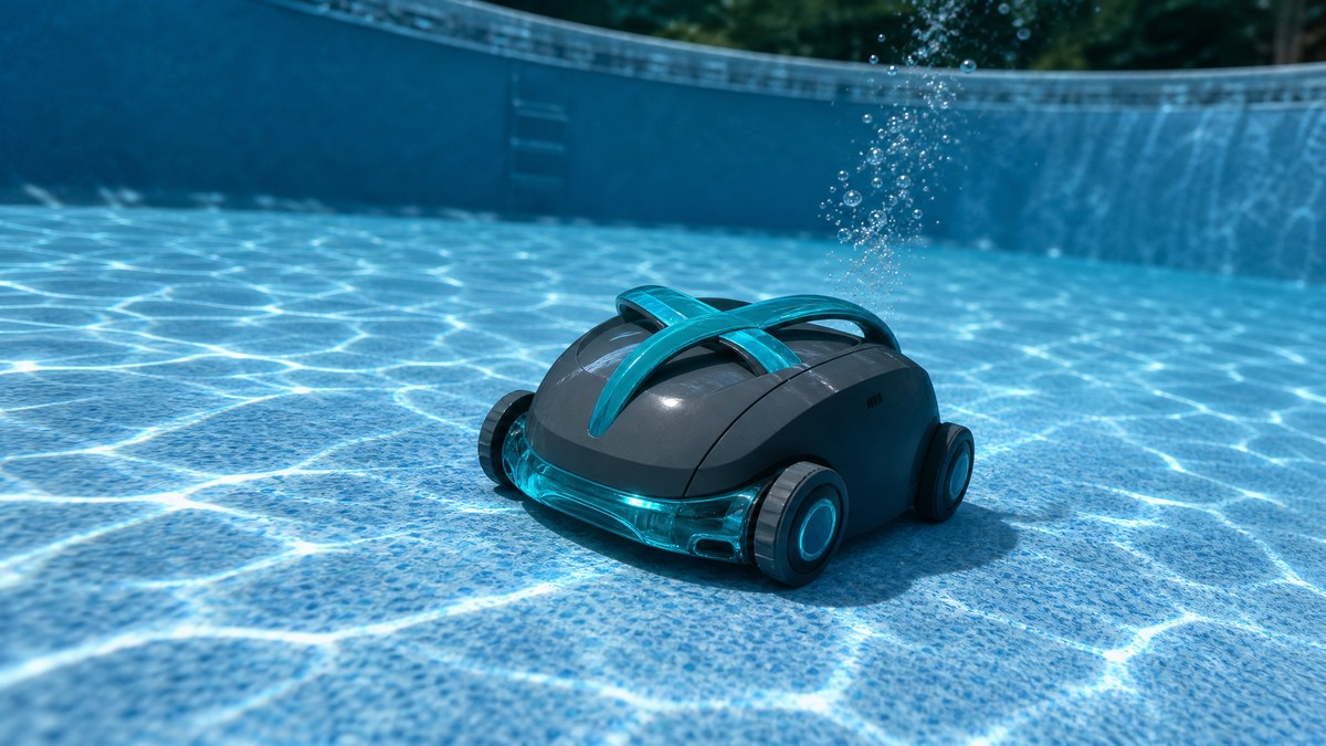 GRE Wet Runner Plus opinioni — pulisce il fondo di una piscina fuoriterra con liner blu