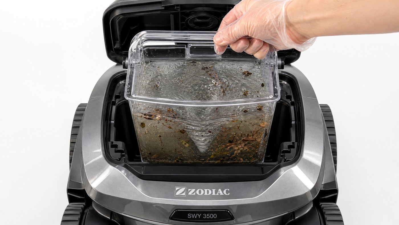 Zodiac Sweepy SWY 3500 recensione — dettaglio dell'aspirazione ciclonica Vortex®
