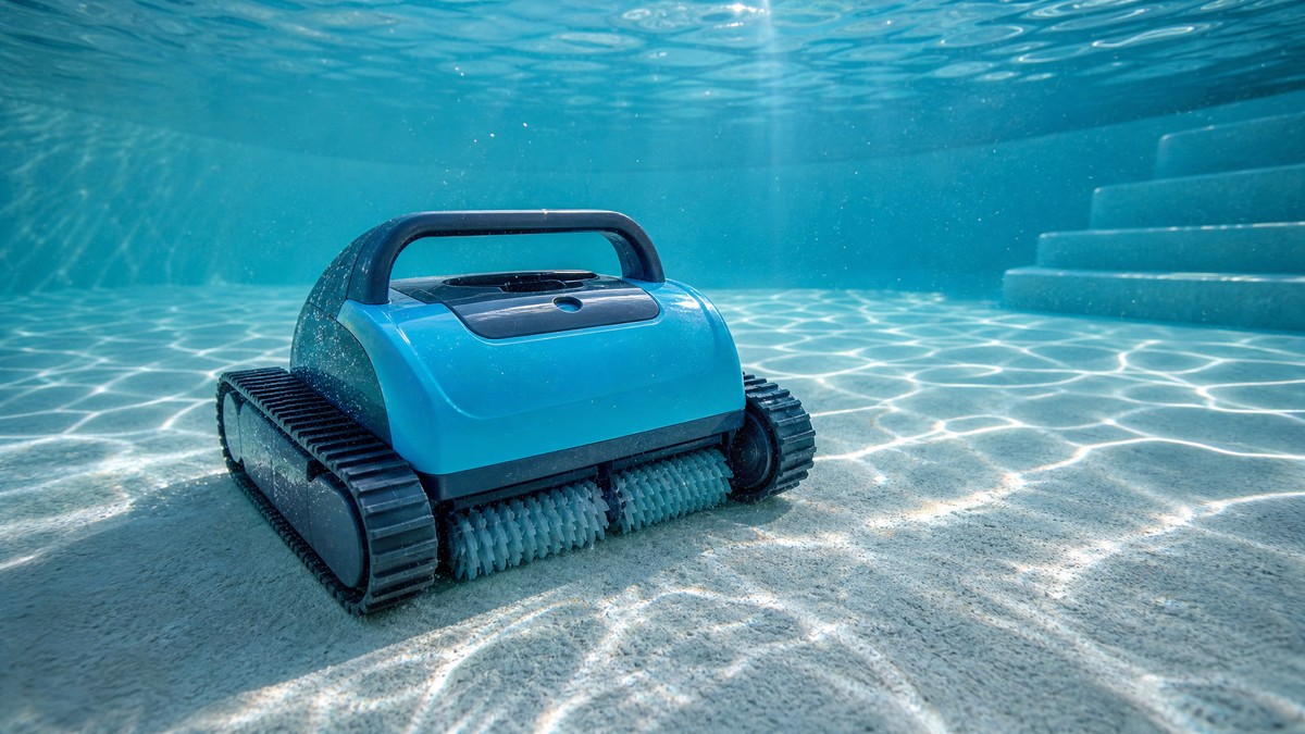 Zodiac CNX 50 iQ opinioni — pulisce il fondo di una piscina con liner blu