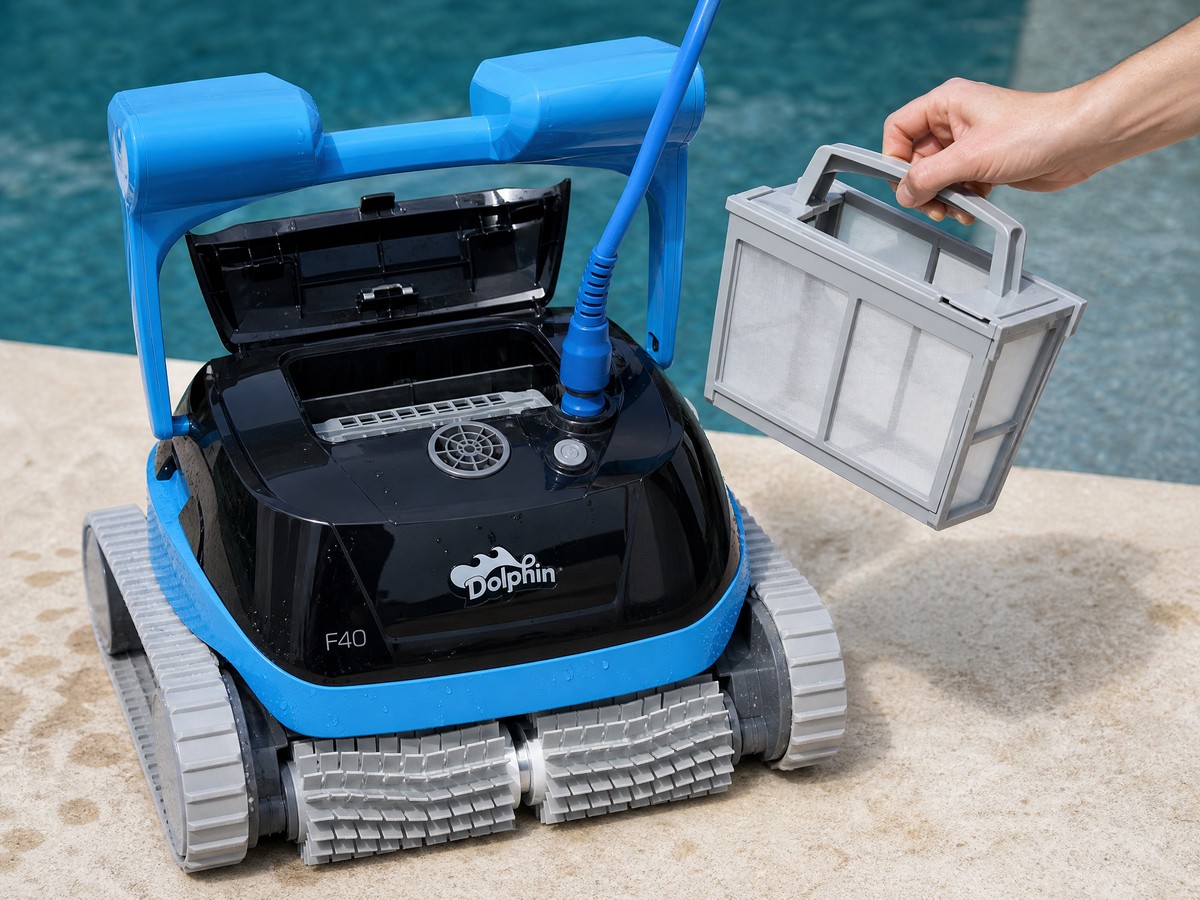Dolphin F40 recensione — dettaglio del cestello filtrante