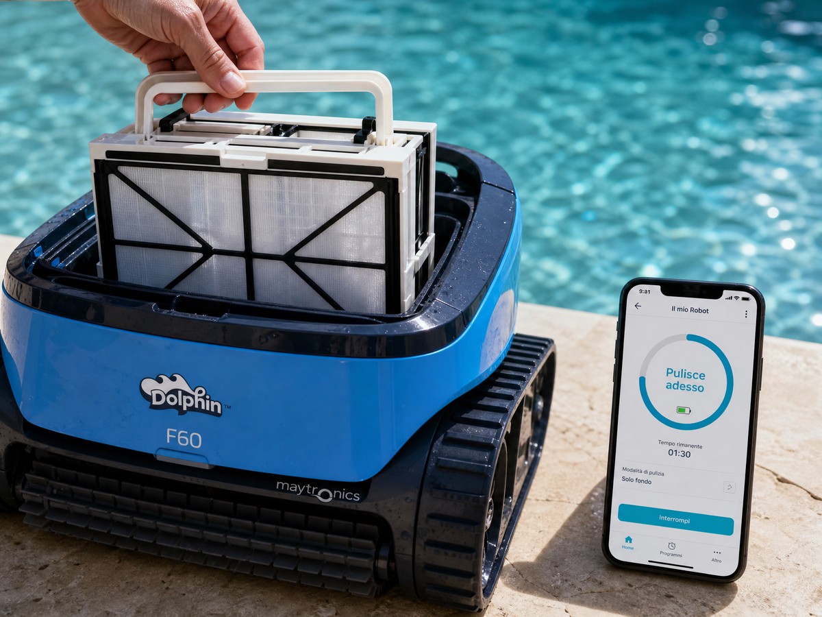 Dolphin F60 recensione — dettaglio dei filtri e app MyDolphin Plus
